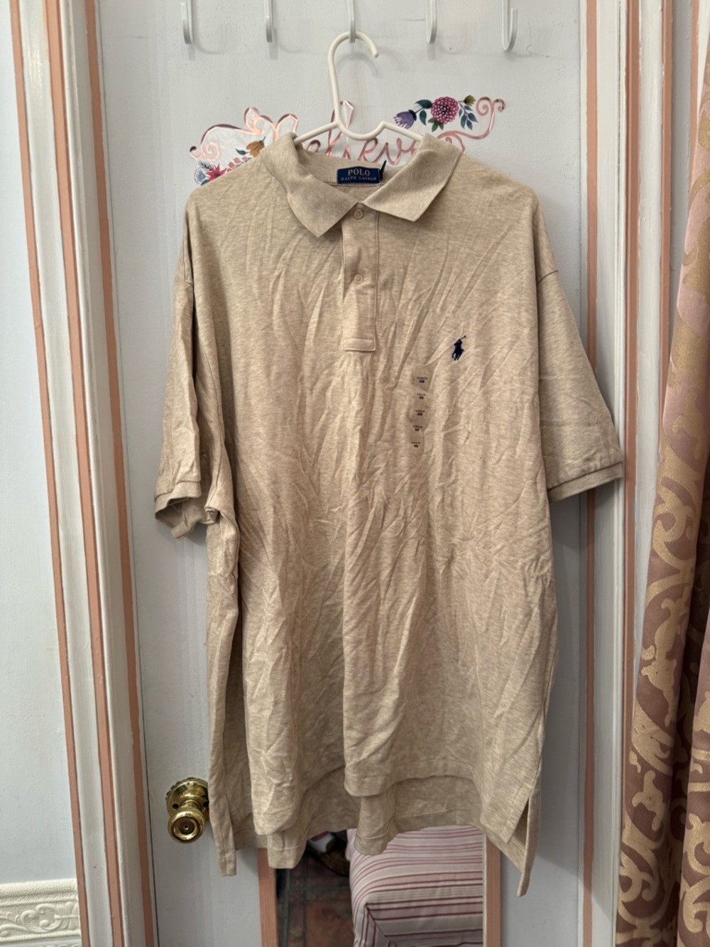 Polo by Ralph Lauren Beige Short-Sleeve Polo with Navy Pony New with tags